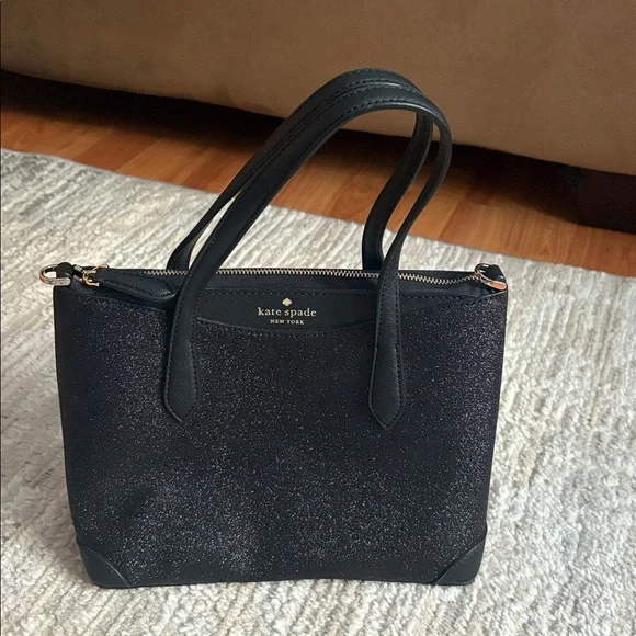 Kate Spade Shimmery Glitter Top Zip Satchel Purse with Crossbody strap - Picture 3 of 11